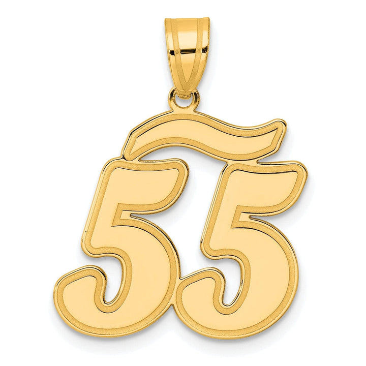 Lovely Rita's Pendants & Charms 14k Yellow Gold Polished Finish Script Design Number 55 Charm Pendant