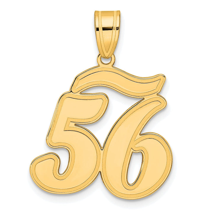 Lovely Rita's Pendants & Charms 14k Yellow Gold Polished Finish Script Design Number 56 Charm Pendant