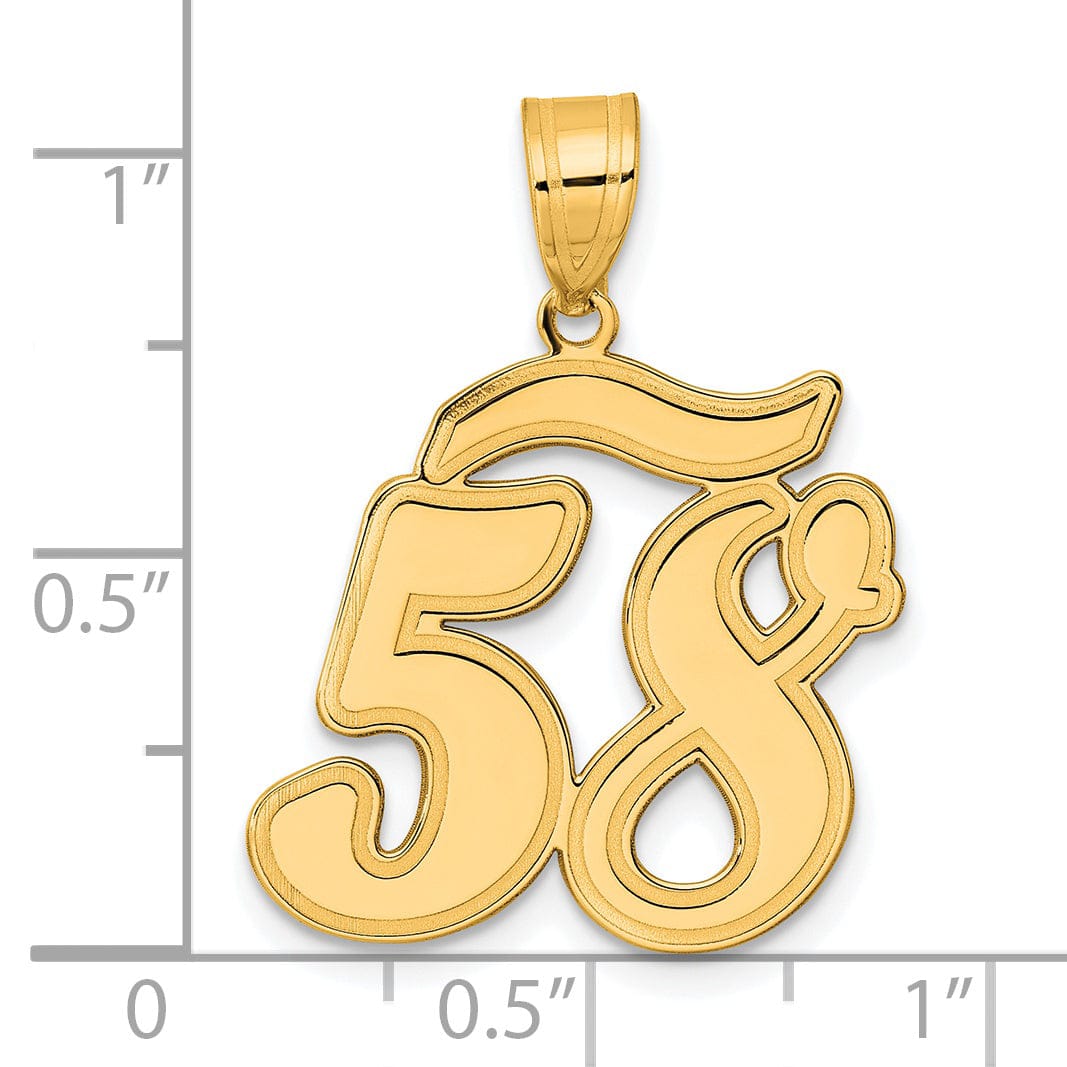 Lovely Rita's Pendants & Charms 14k Yellow Gold Polished Finish Script Design Number 58 Charm Pendant