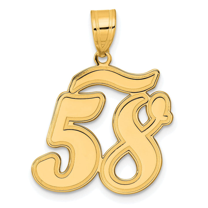 Lovely Rita's Pendants & Charms 14k Yellow Gold Polished Finish Script Design Number 58 Charm Pendant