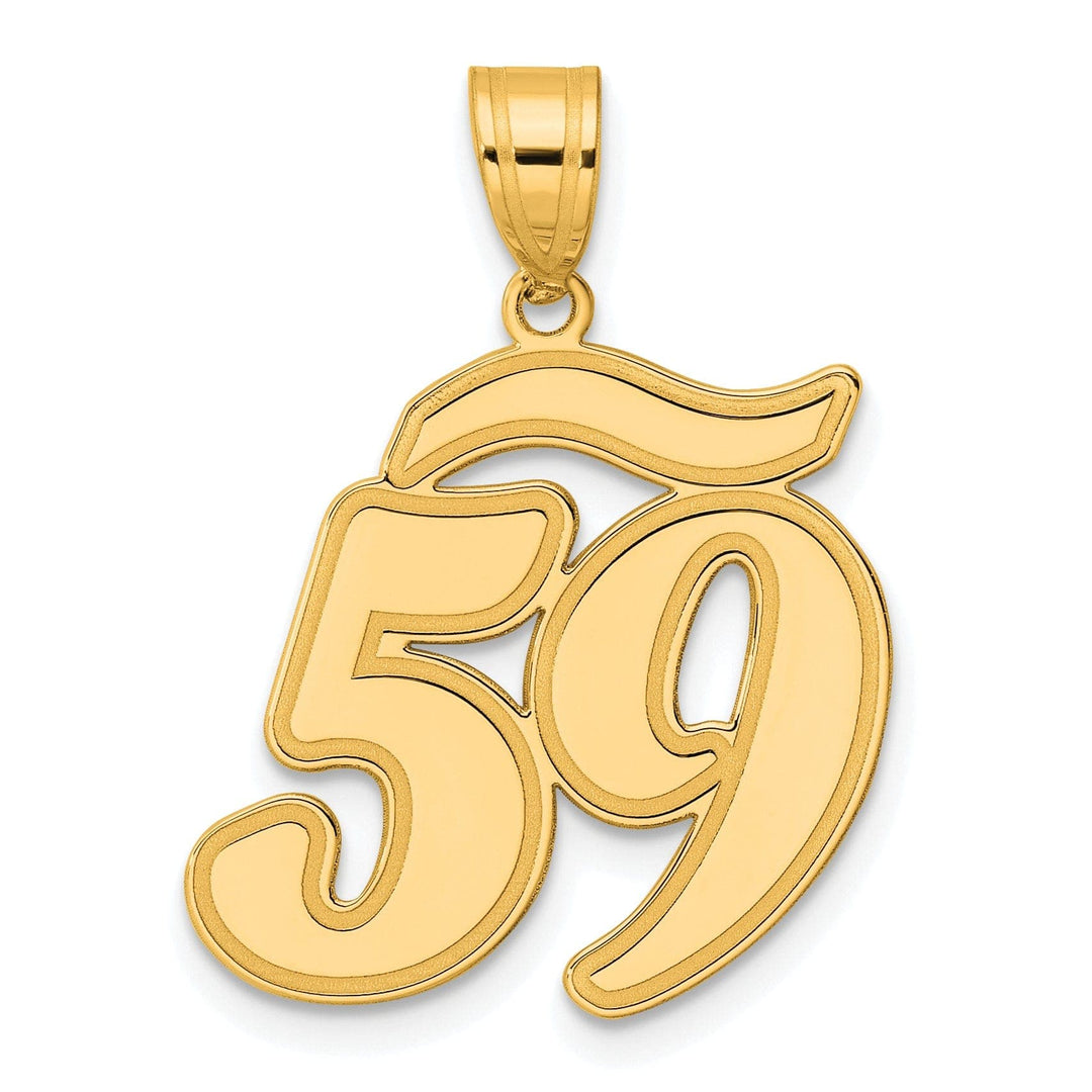 Lovely Rita's Pendants & Charms 14k Yellow Gold Polished Finish Script Design Number 59 Charm Pendant