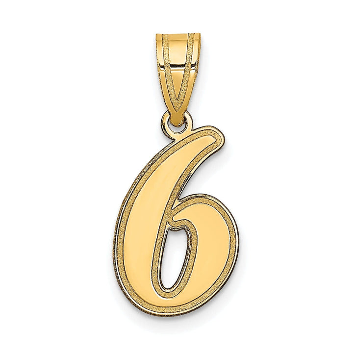 Lovely Rita's Pendants & Charms 14k Yellow Gold Polished Finish Script Design Number 6 Charm Pendant