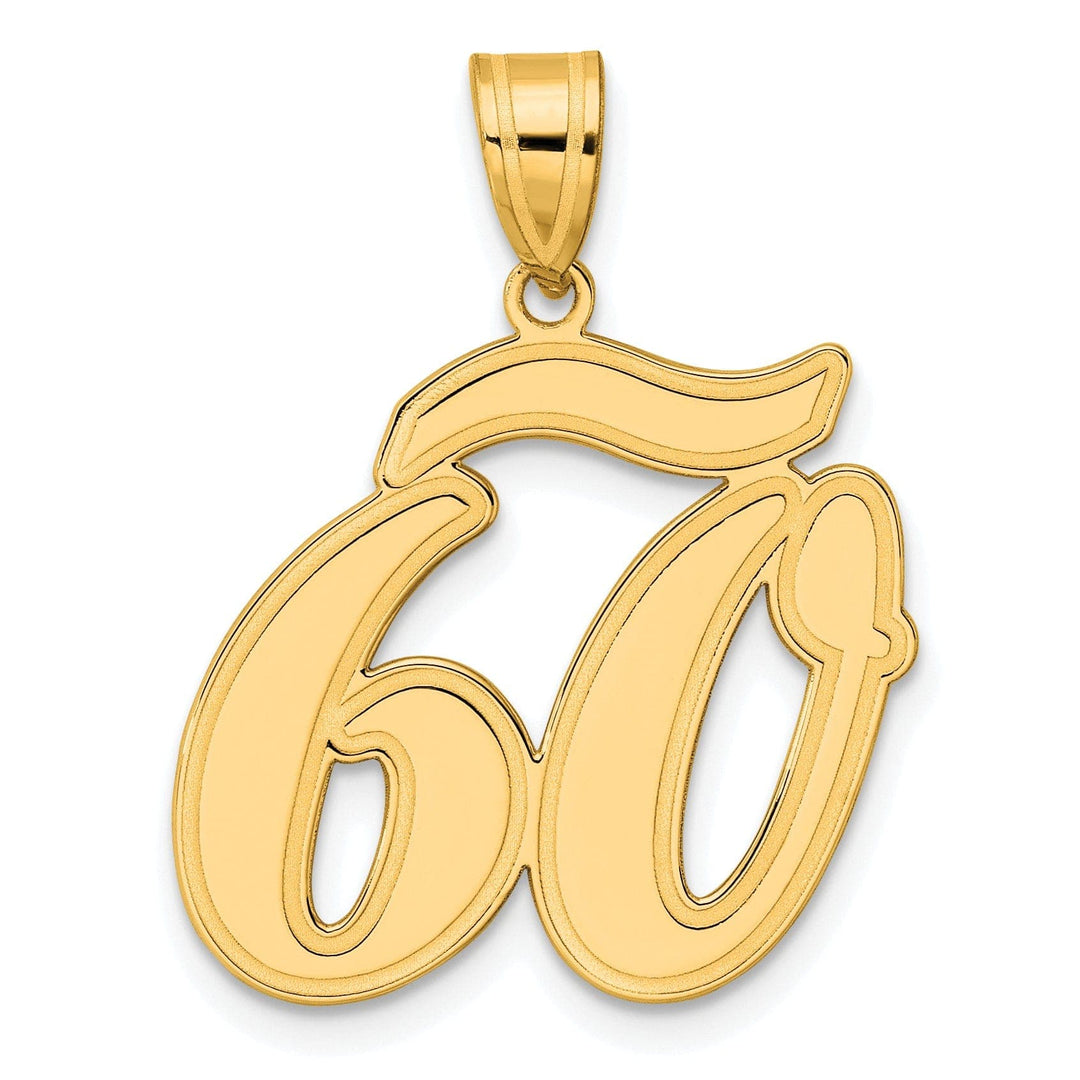 Lovely Rita's Pendants & Charms 14k Yellow Gold Polished Finish Script Design Number 60 Charm Pendant