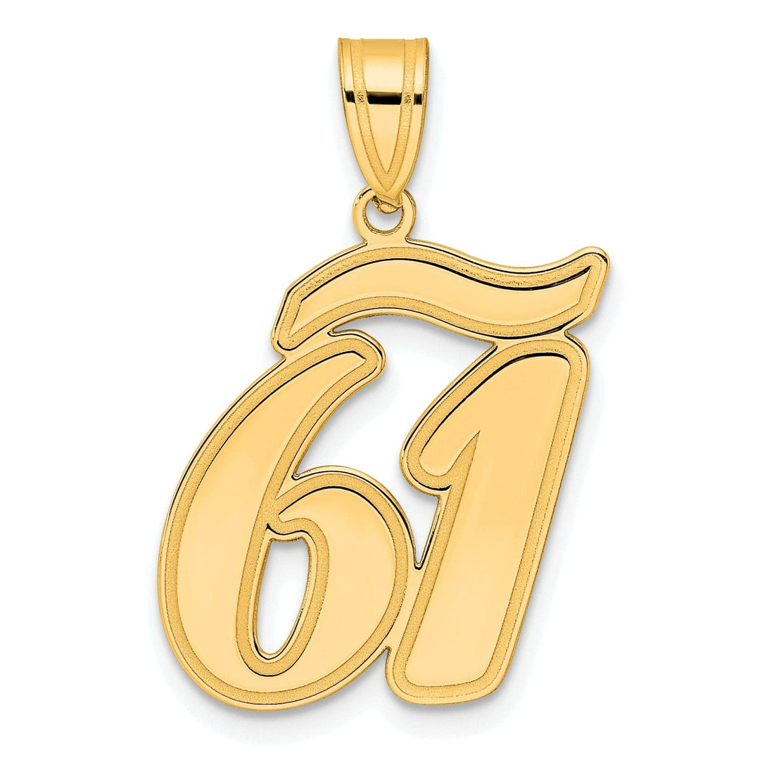 Lovely Rita's Pendants & Charms 14k Yellow Gold Polished Finish Script Design Number 61 Charm Pendant
