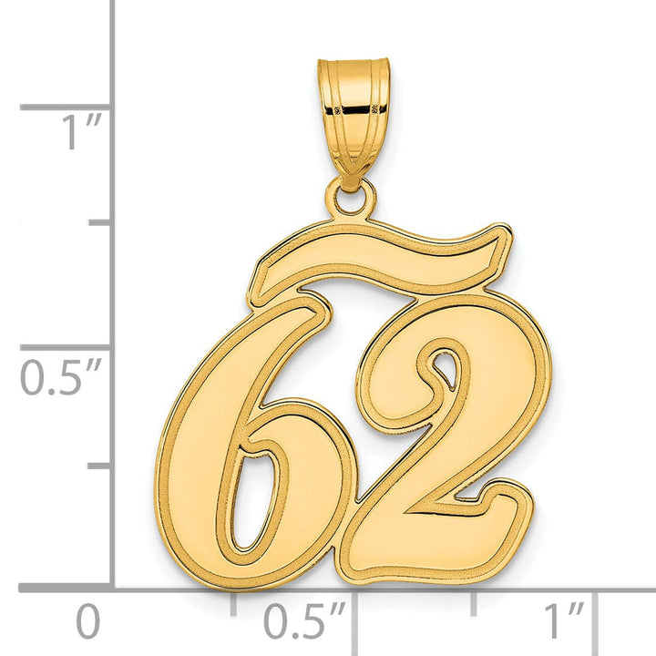Lovely Rita's Pendants & Charms 14k Yellow Gold Polished Finish Script Design Number 62 Charm Pendant
