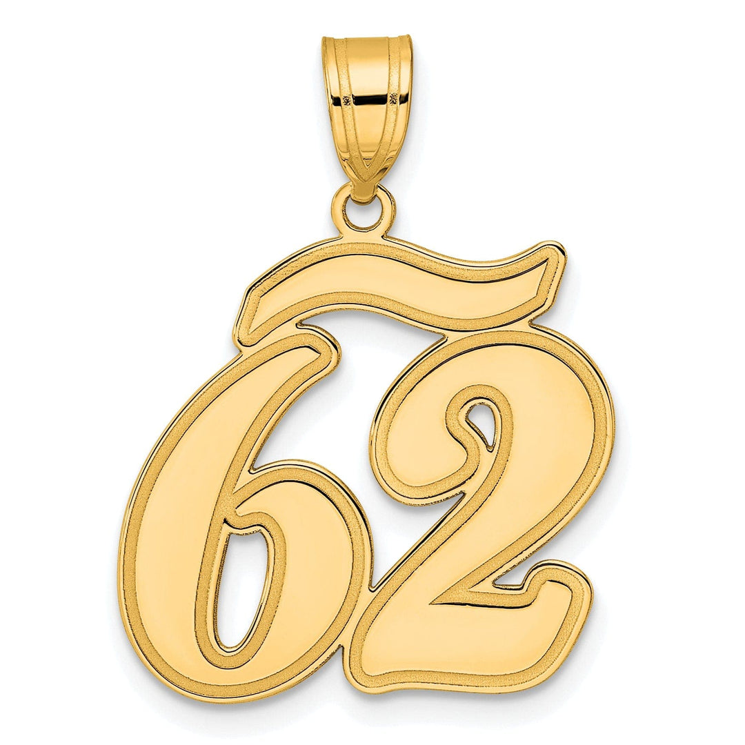 Lovely Rita's Pendants & Charms 14k Yellow Gold Polished Finish Script Design Number 62 Charm Pendant