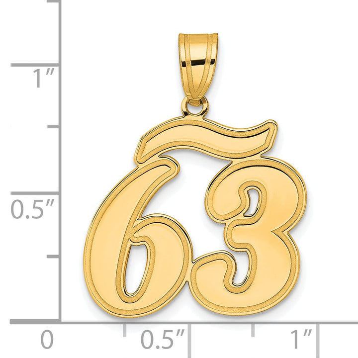 Lovely Rita's Pendants & Charms 14k Yellow Gold Polished Finish Script Design Number 63 Charm Pendant