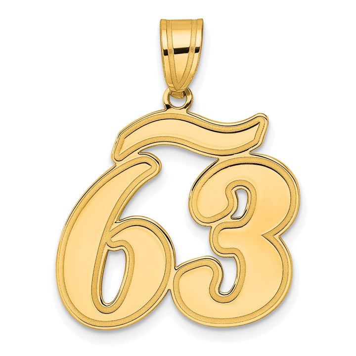 Lovely Rita's Pendants & Charms 14k Yellow Gold Polished Finish Script Design Number 63 Charm Pendant