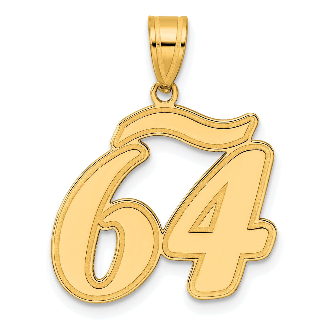 Lovely Rita's Pendants & Charms 14k Yellow Gold Polished Finish Script Design Number 64 Charm Pendant