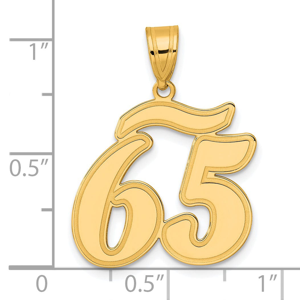 Lovely Rita's Pendants & Charms 14k Yellow Gold Polished Finish Script Design Number 65 Charm Pendant