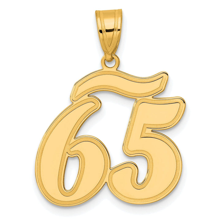 Lovely Rita's Pendants & Charms 14k Yellow Gold Polished Finish Script Design Number 65 Charm Pendant