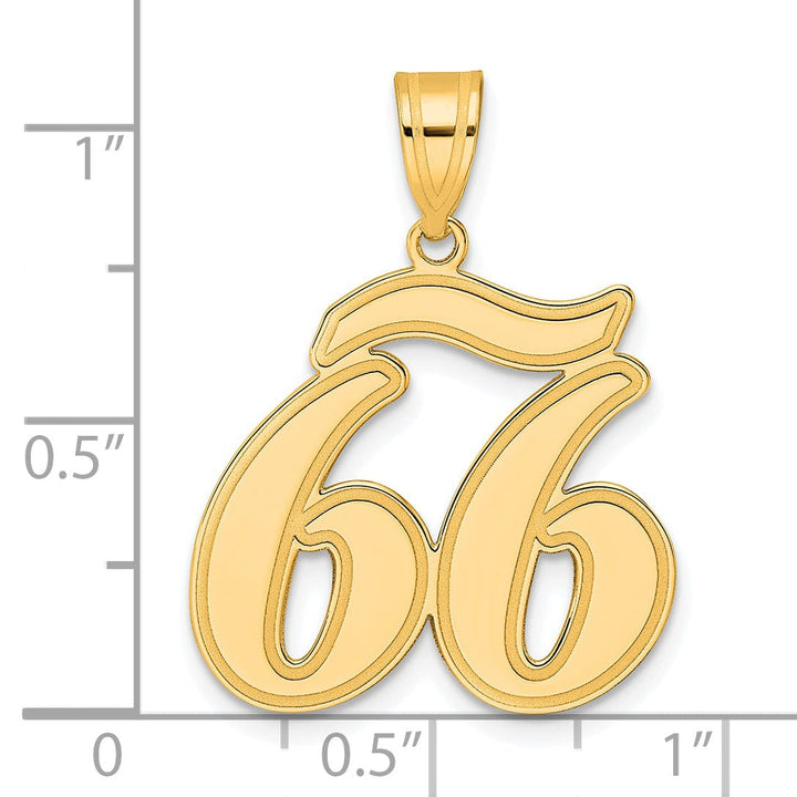 Lovely Rita's Pendants & Charms 14k Yellow Gold Polished Finish Script Design Number 66 Charm Pendant