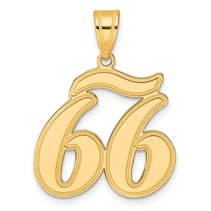 Lovely Rita's Pendants & Charms 14k Yellow Gold Polished Finish Script Design Number 66 Charm Pendant
