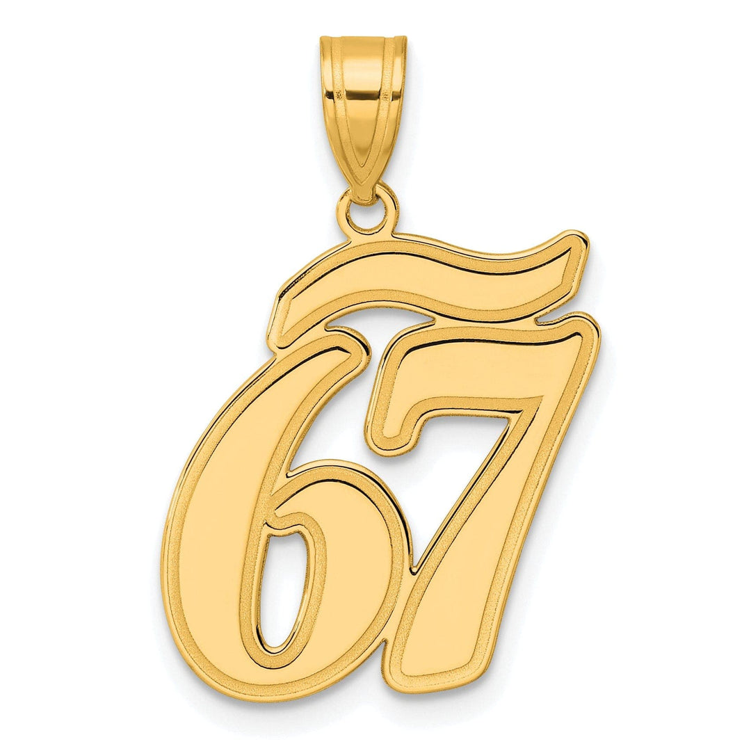 Lovely Rita's Pendants & Charms 14k Yellow Gold Polished Finish Script Design Number 67 Charm Pendant