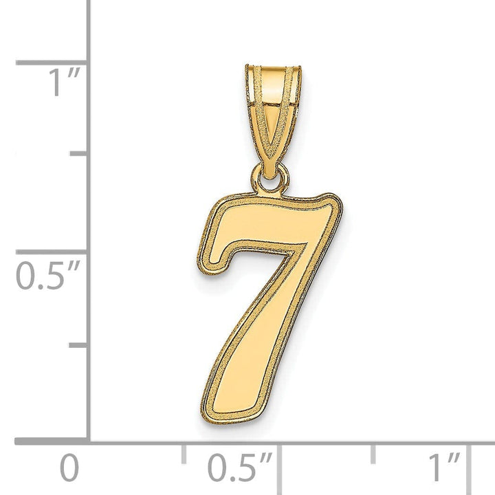 Lovely Rita's Pendants & Charms 14k Yellow Gold Polished Finish Script Design Number 7 Charm Pendant