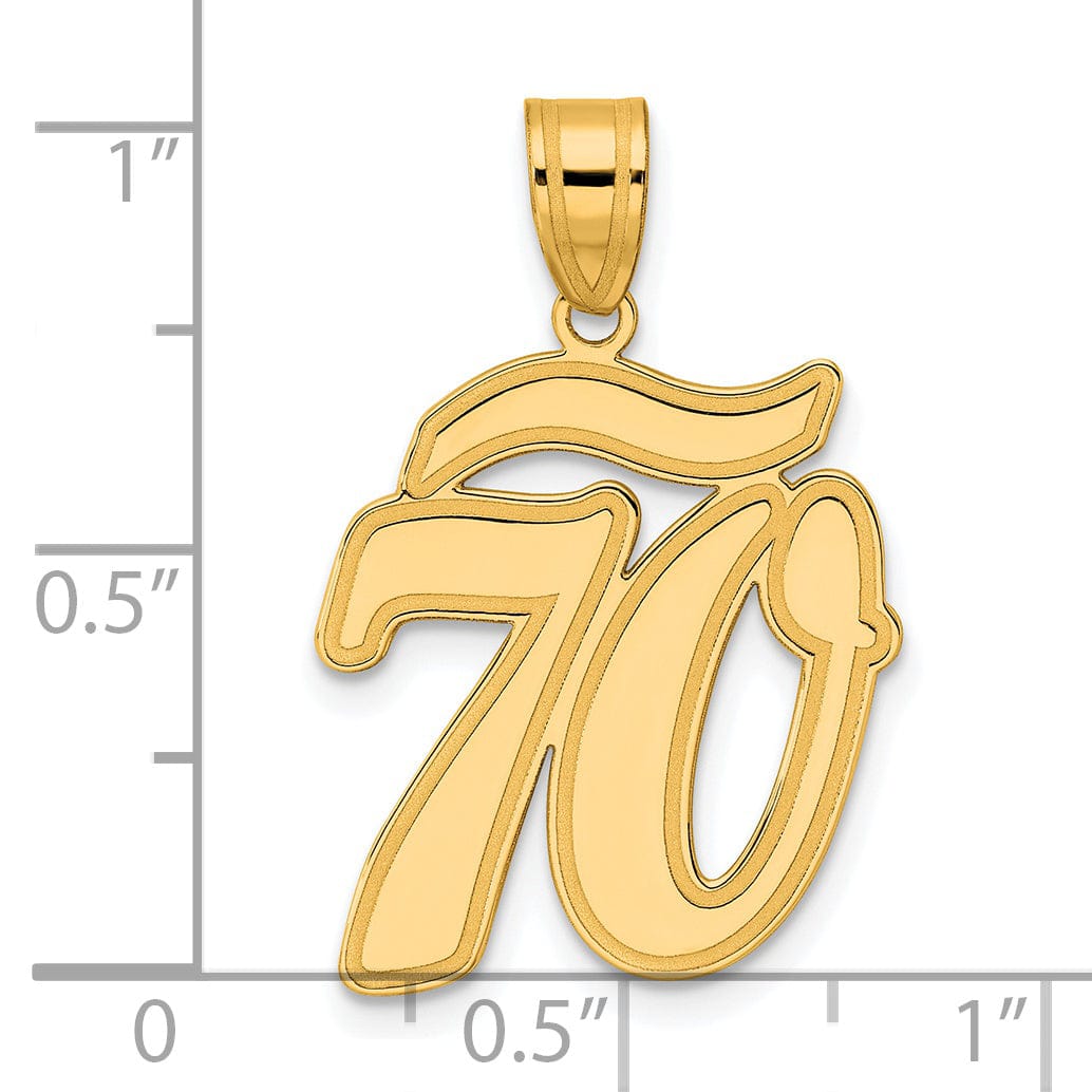 Lovely Rita's Pendants & Charms 14k Yellow Gold Polished Finish Script Design Number 70 Charm Pendant