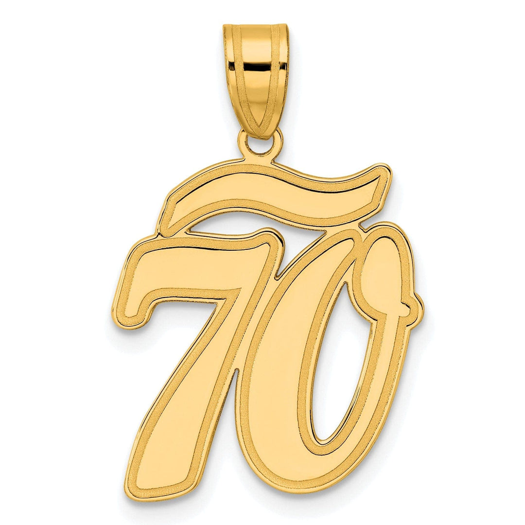Lovely Rita's Pendants & Charms 14k Yellow Gold Polished Finish Script Design Number 70 Charm Pendant