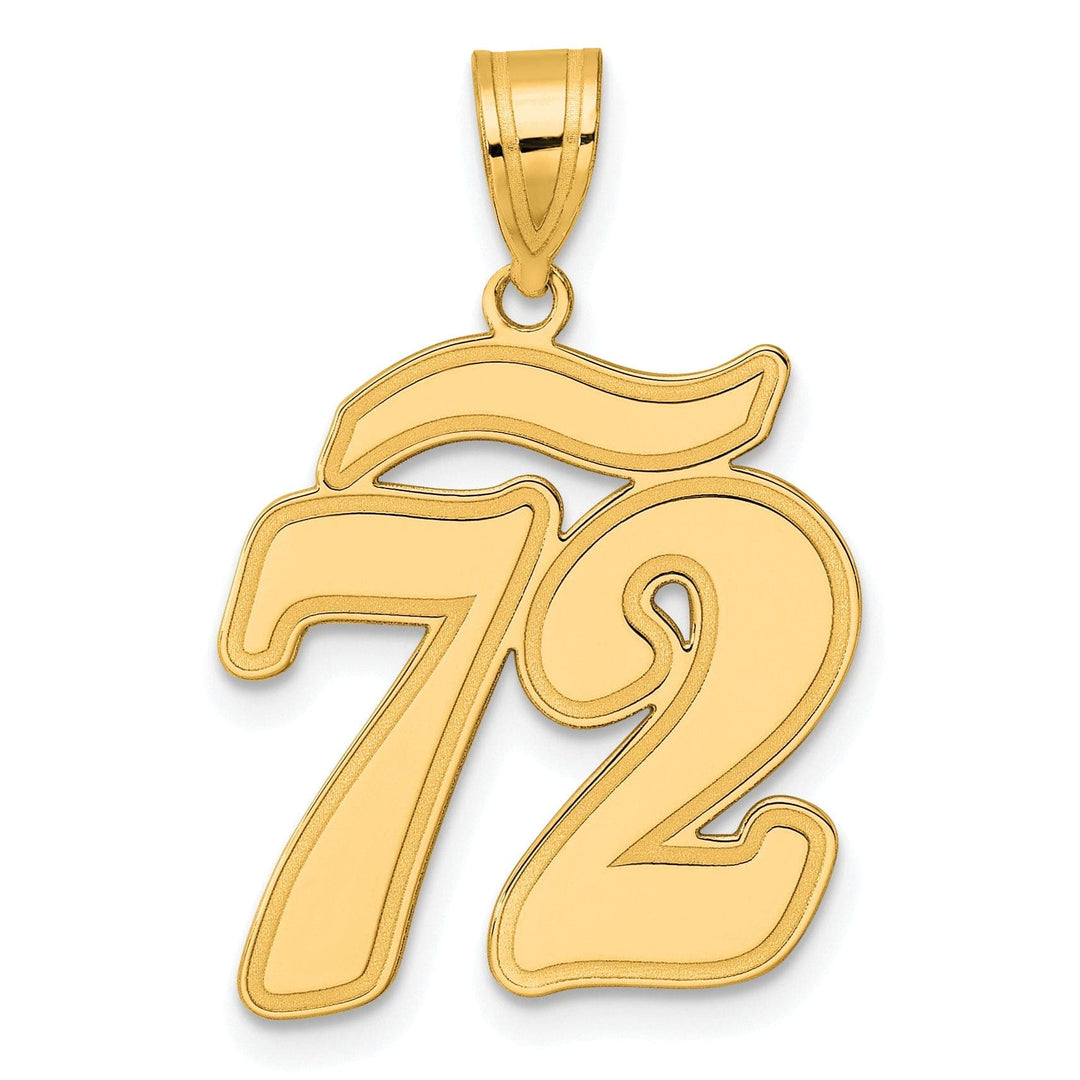 Lovely Rita's Pendants & Charms 14k Yellow Gold Polished Finish Script Design Number 72 Charm Pendant