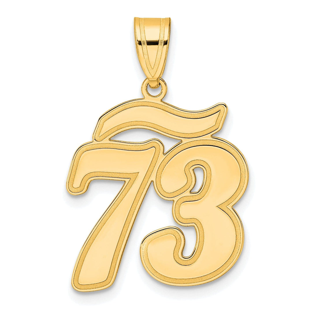 Lovely Rita's Pendants & Charms 14k Yellow Gold Polished Finish Script Design Number 73 Charm Pendant