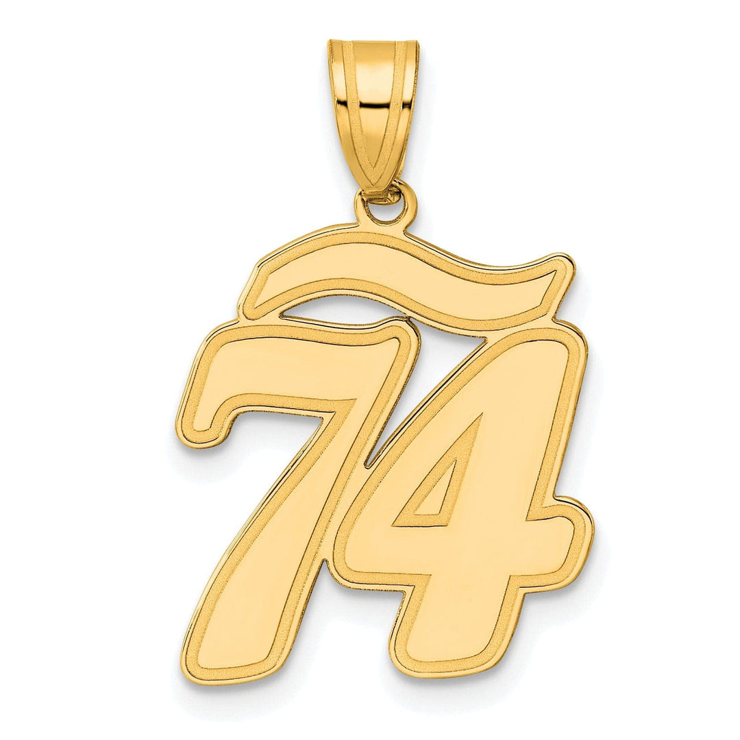 Lovely Rita's Pendants & Charms 14k Yellow Gold Polished Finish Script Design Number 74 Charm Pendant