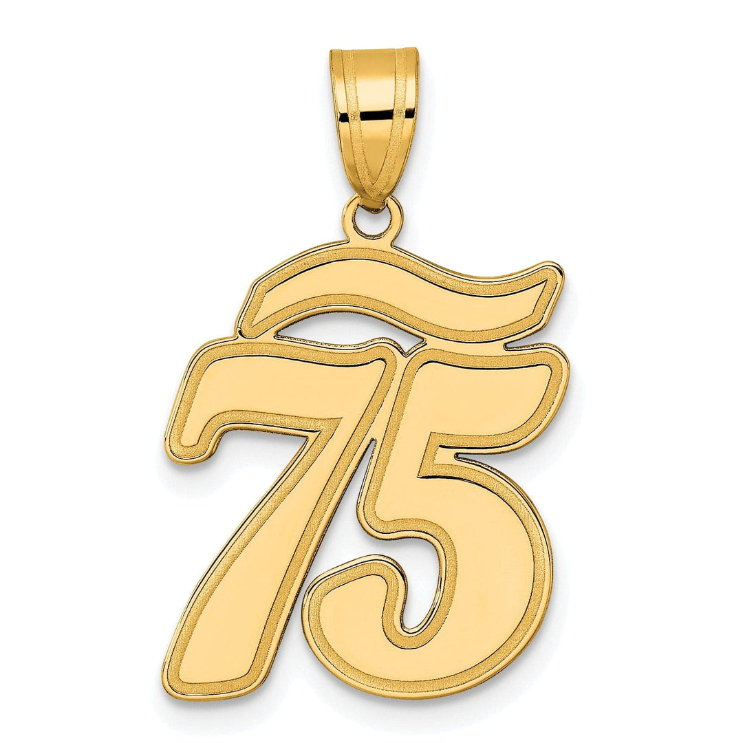 Lovely Rita's Pendants & Charms 14k Yellow Gold Polished Finish Script Design Number 75 Charm Pendant