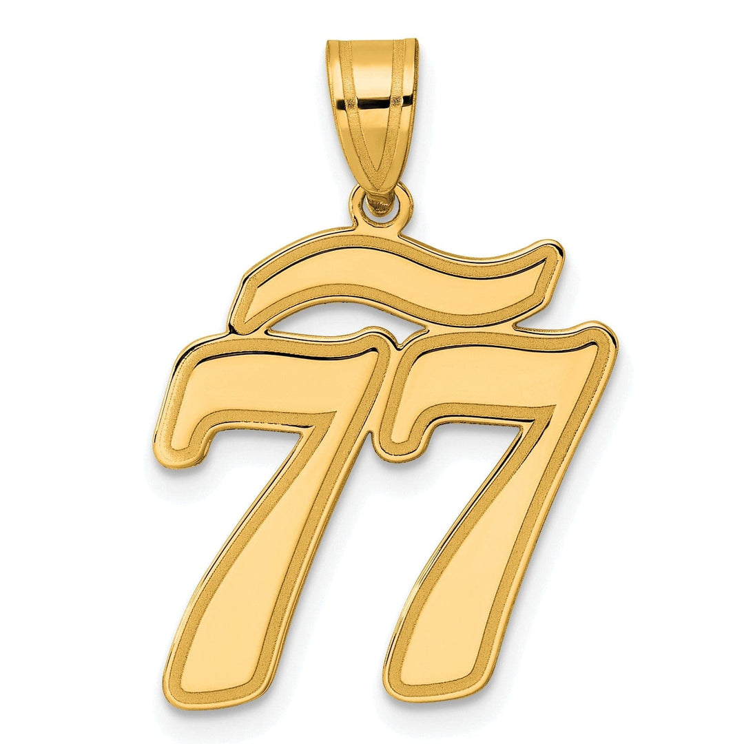 Lovely Rita's Pendants & Charms 14k Yellow Gold Polished Finish Script Design Number 77 Charm Pendant