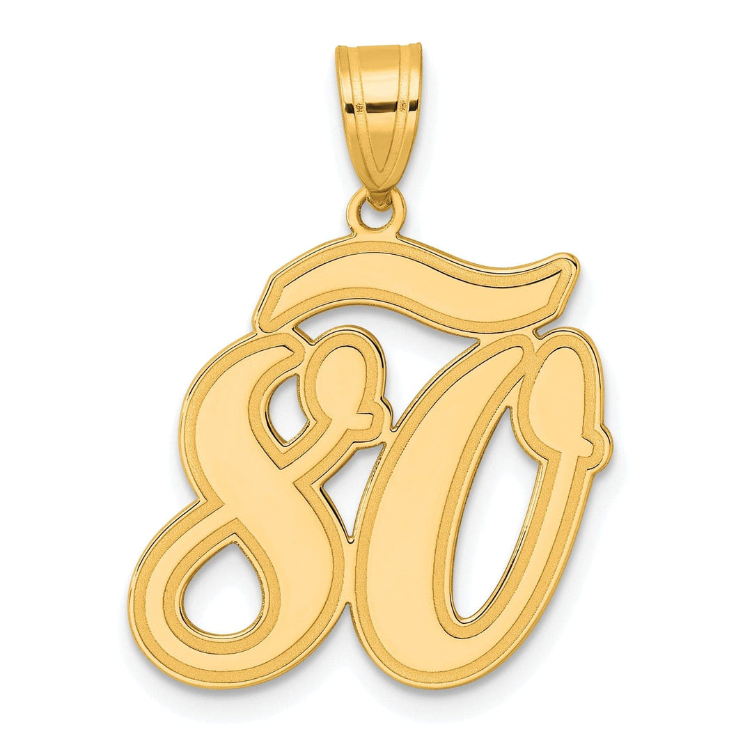 Lovely Rita's Pendants & Charms 14k Yellow Gold Polished Finish Script Design Number 80 Charm Pendant