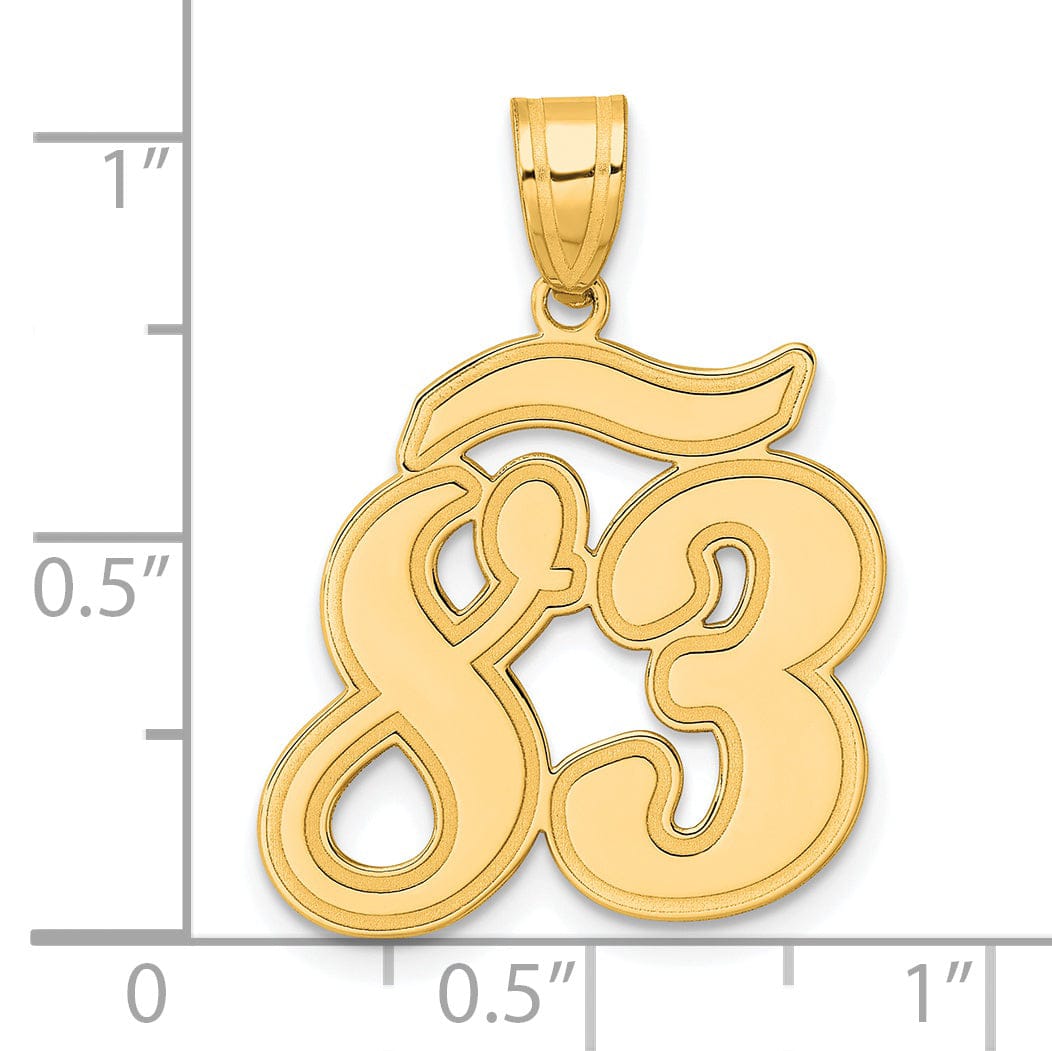 Lovely Rita's Pendants & Charms 14k Yellow Gold Polished Finish Script Design Number 83 Charm Pendant