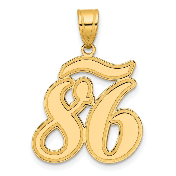Lovely Rita's Pendants & Charms 14k Yellow Gold Polished Finish Script Design Number 86 Charm Pendant
