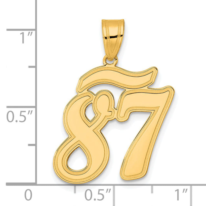 Lovely Rita's Pendants & Charms 14k Yellow Gold Polished Finish Script Design Number 87 Charm Pendant