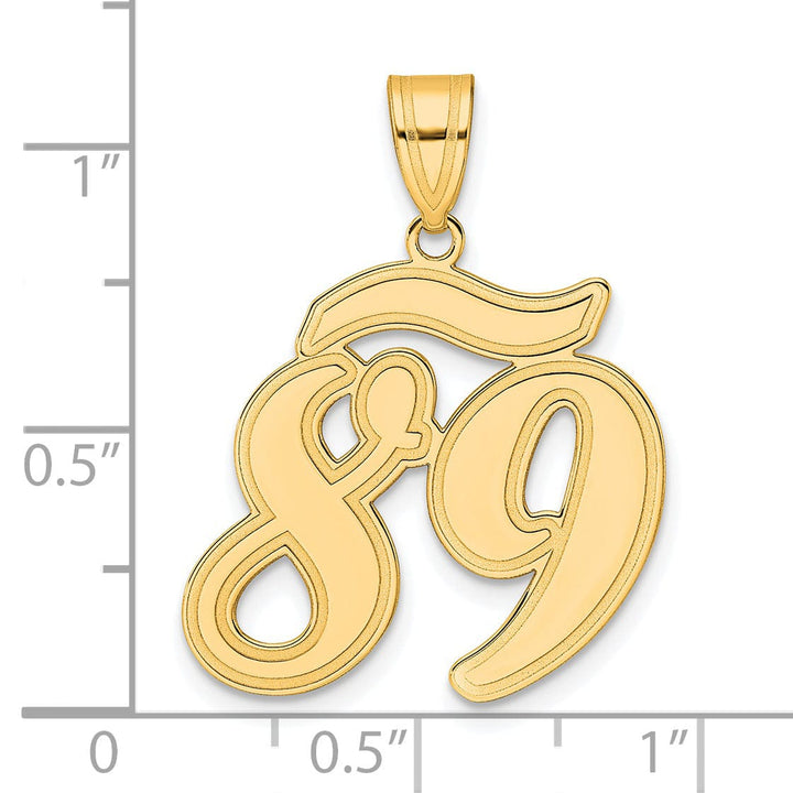 Lovely Rita's Pendants & Charms 14k Yellow Gold Polished Finish Script Design Number 89 Charm Pendant
