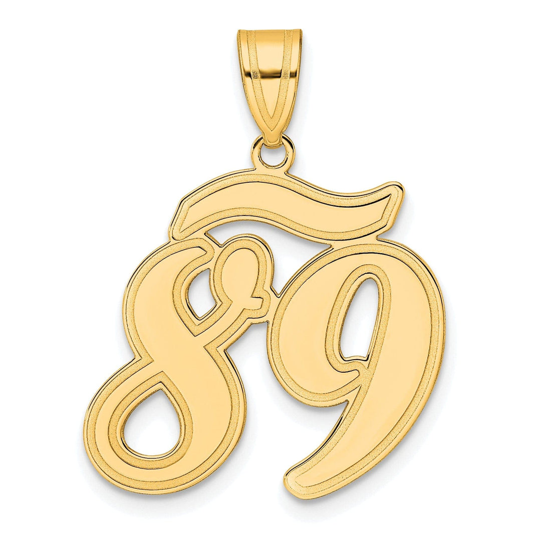 Lovely Rita's Pendants & Charms 14k Yellow Gold Polished Finish Script Design Number 89 Charm Pendant