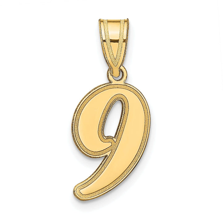 Lovely Rita's Pendants & Charms 14k Yellow Gold Polished Finish Script Design Number 9 Charm Pendant
