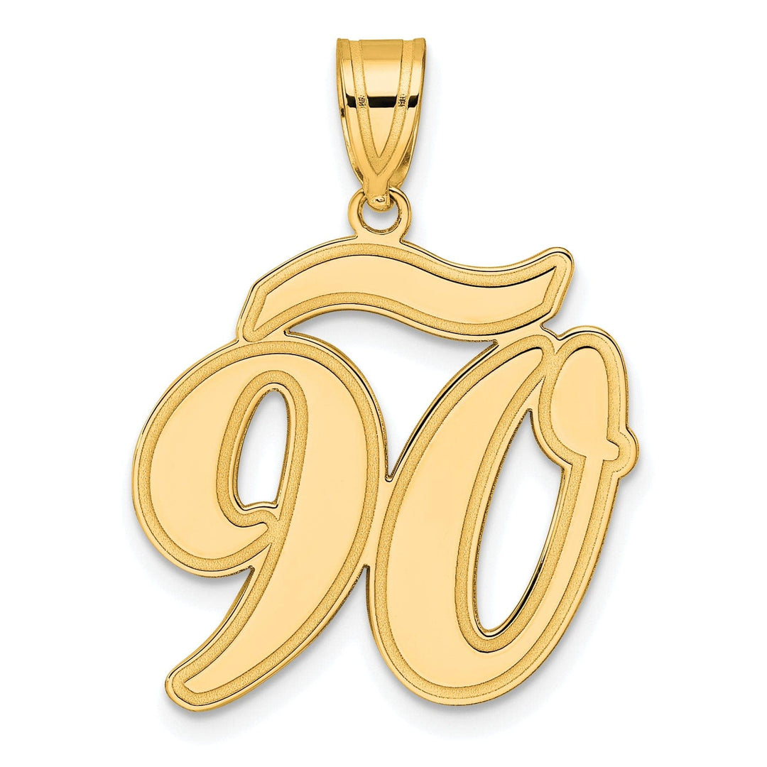 Lovely Rita's Pendants & Charms 14k Yellow Gold Polished Finish Script Design Number 90 Charm Pendant