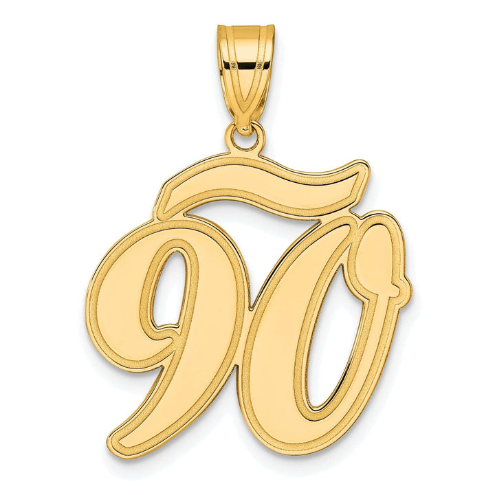Lovely Rita's Pendants & Charms 14k Yellow Gold Polished Finish Script Design Number 90 Charm Pendant