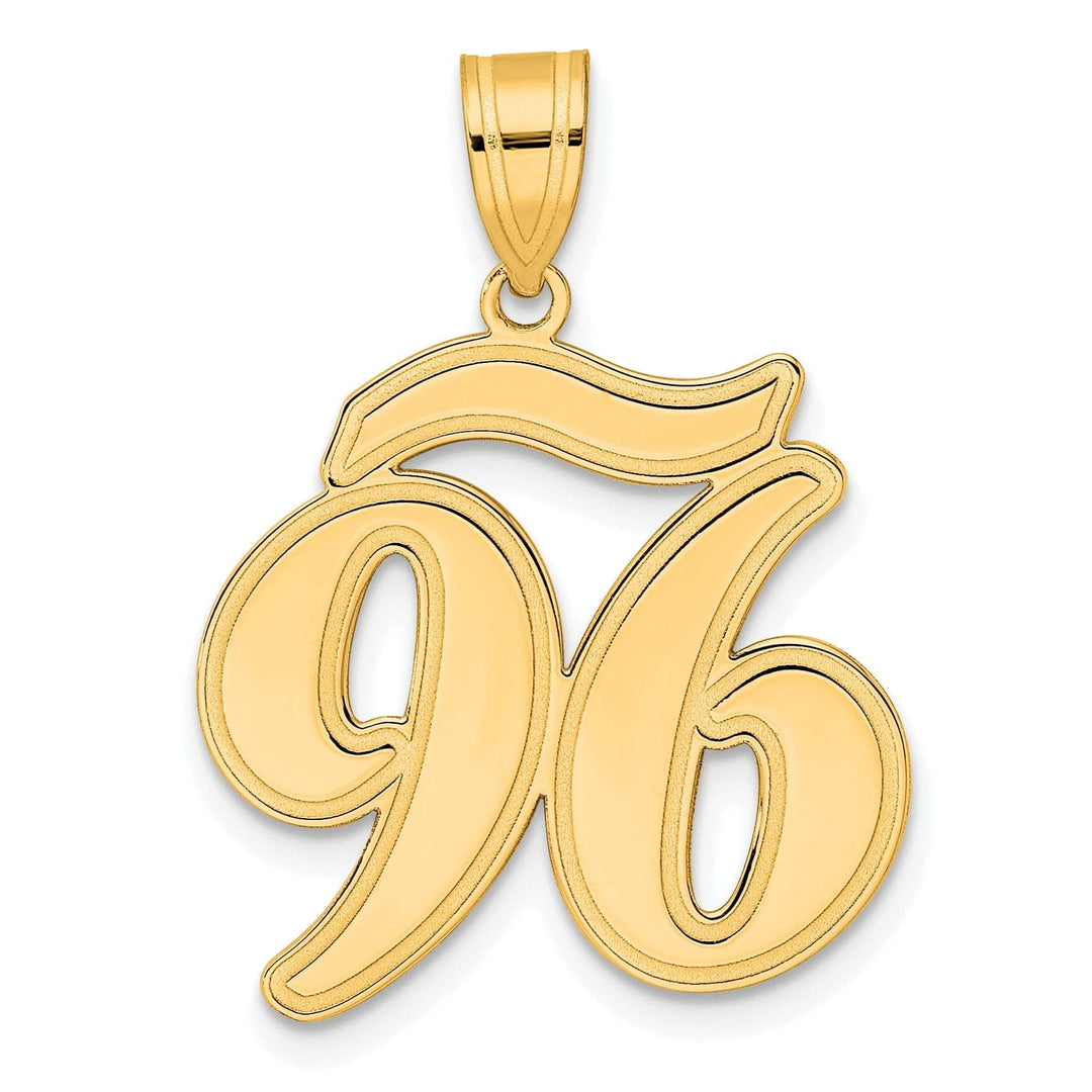 Lovely Rita's Pendants & Charms 14k Yellow Gold Polished Finish Script Design Number 96 Charm Pendant