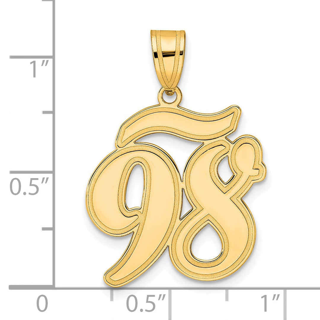 Lovely Rita's Pendants & Charms 14k Yellow Gold Polished Finish Script Design Number 98 Charm Pendant