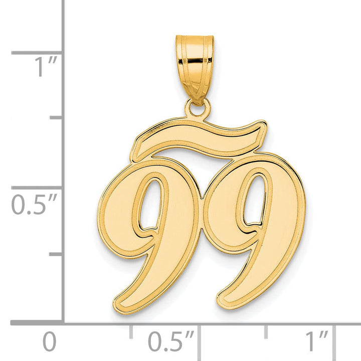 Lovely Rita's Pendants & Charms 14k Yellow Gold Polished Finish Script Design Number 99 Charm Pendant