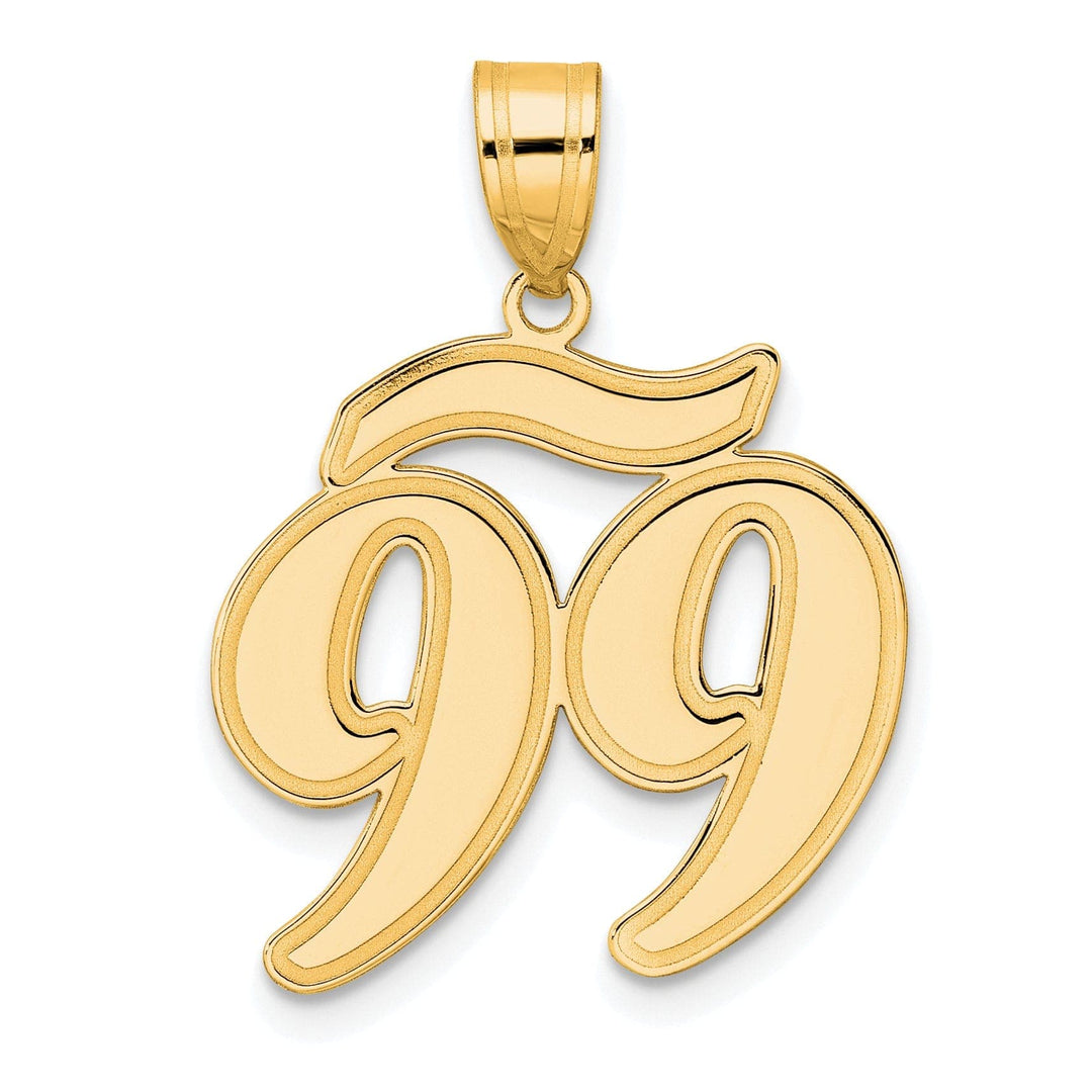 Lovely Rita's Pendants & Charms 14k Yellow Gold Polished Finish Script Design Number 99 Charm Pendant