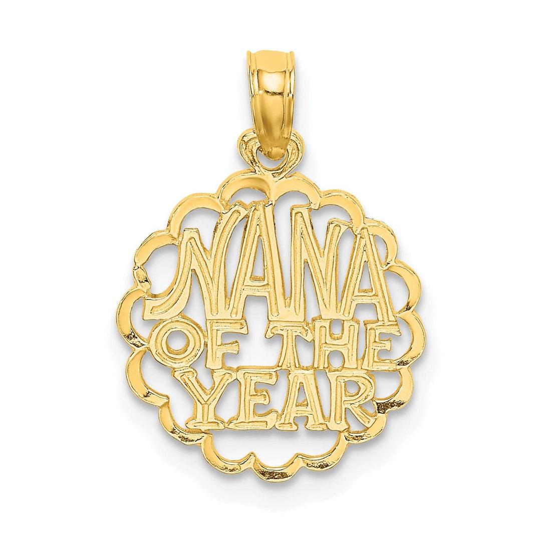 Lovely Rita's Pendants & Charms 14K Yellow Gold Polished Finish Script NANA OF THE YEAR Circle Shape Charm Pendant