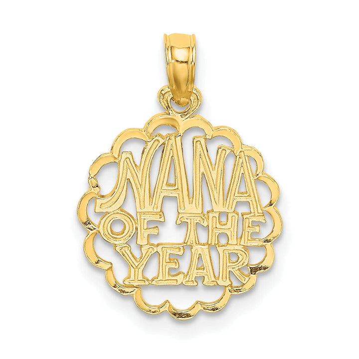 Lovely Rita's Pendants & Charms 14K Yellow Gold Polished Finish Script NANA OF THE YEAR Circle Shape Charm Pendant