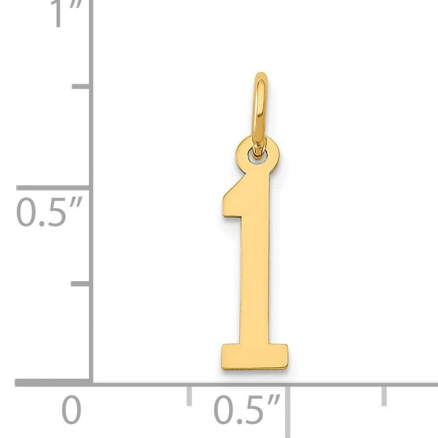 Lovely Rita's Pendants & Charms 14K Yellow Gold Polished Finish Small Size Elongated Shape Number 1 Charm Pendant