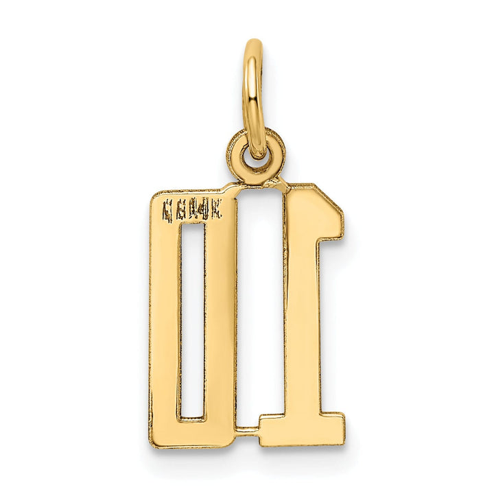 Lovely Rita's Pendants & Charms 14K Yellow Gold Polished Finish Small Size Elongated Shape Number 10 Charm Pendant