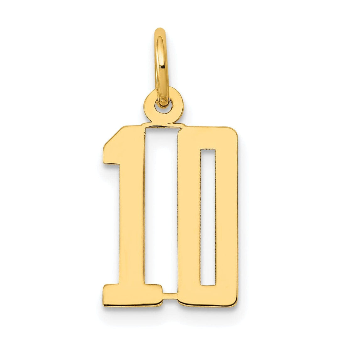 Lovely Rita's Pendants & Charms 14K Yellow Gold Polished Finish Small Size Elongated Shape Number 10 Charm Pendant