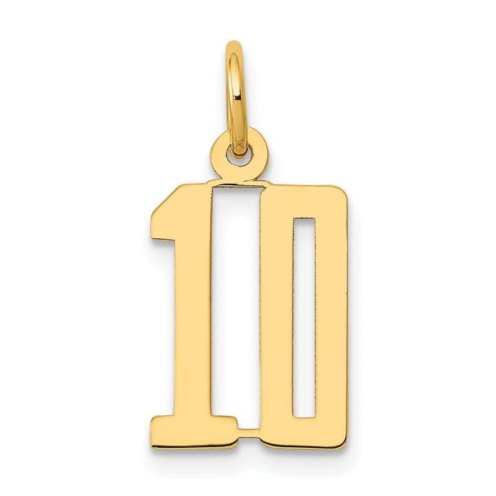 Lovely Rita's Pendants & Charms 14K Yellow Gold Polished Finish Small Size Elongated Shape Number 10 Charm Pendant