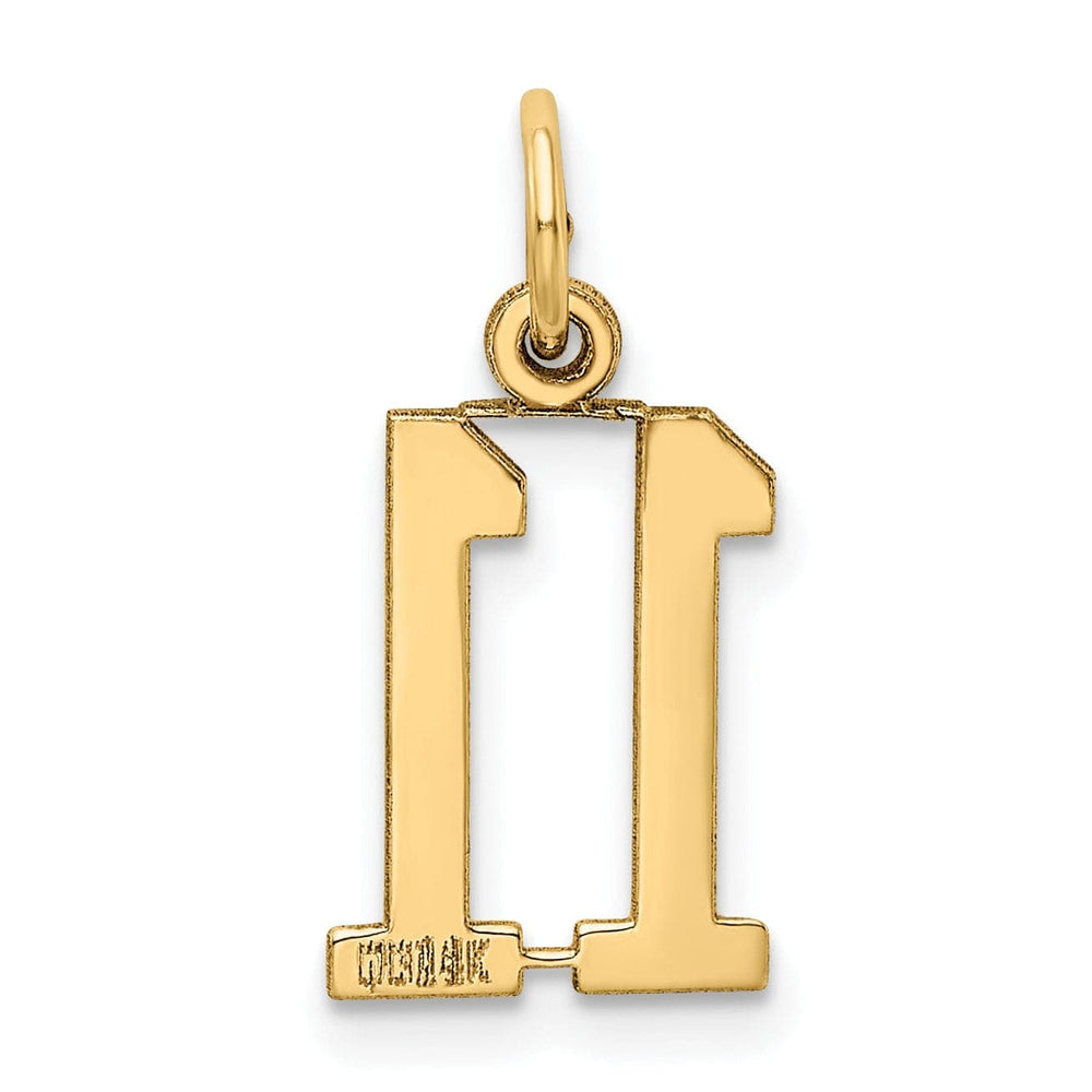 Lovely Rita's Pendants & Charms 14K Yellow Gold Polished Finish Small Size Elongated Shape Number 11 Charm Pendant