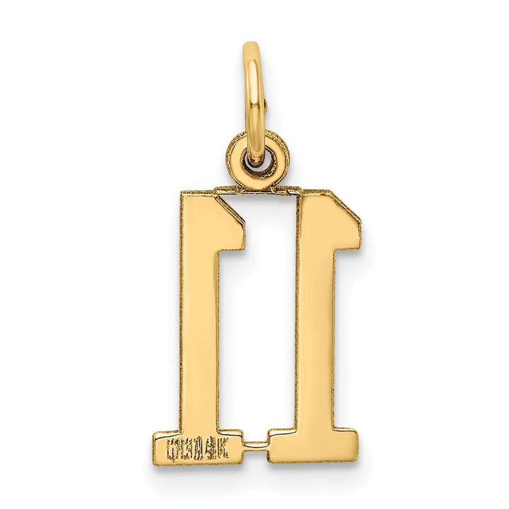 Lovely Rita's Pendants & Charms 14K Yellow Gold Polished Finish Small Size Elongated Shape Number 11 Charm Pendant