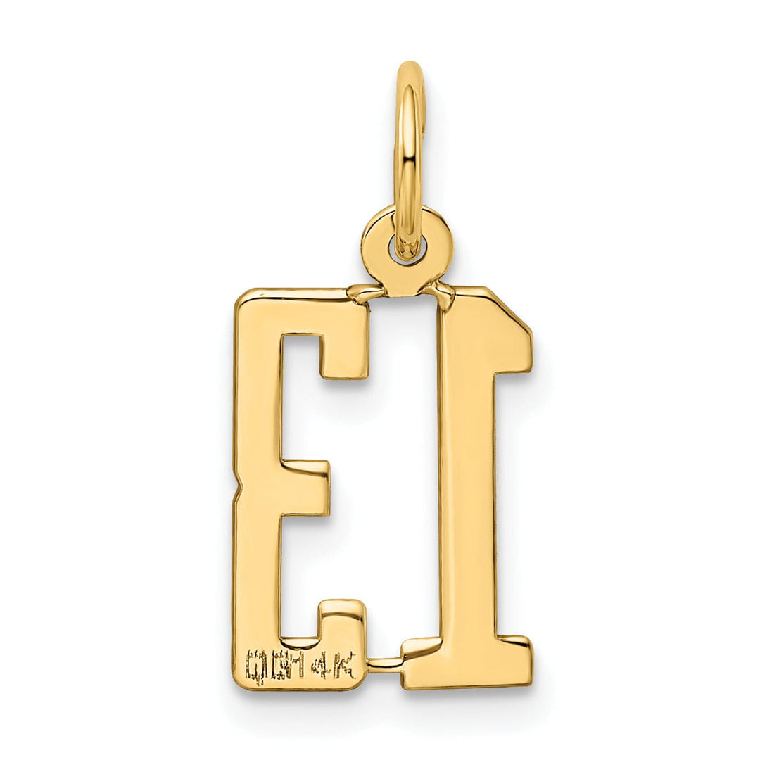 Lovely Rita's Pendants & Charms 14K Yellow Gold Polished Finish Small Size Elongated Shape Number 13 Charm Pendant