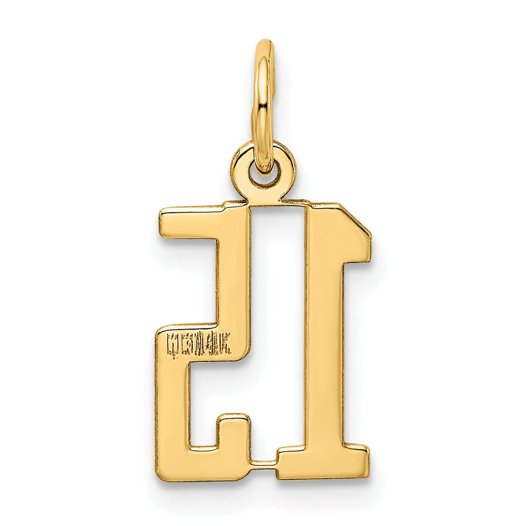 Lovely Rita's Pendants & Charms 14K Yellow Gold Polished Finish Small Size Elongated Shape Number 15 Charm Pendant