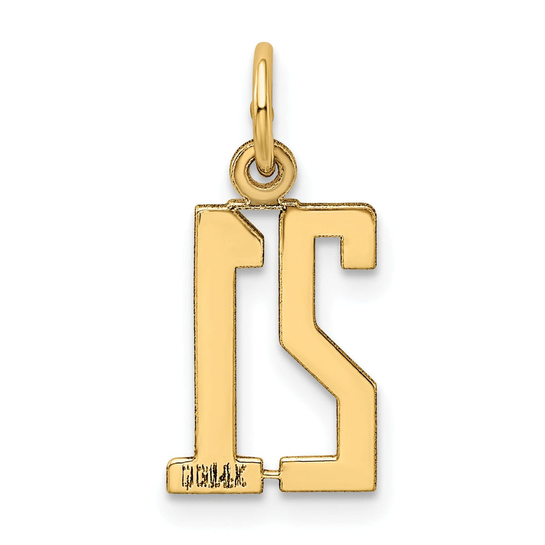 Lovely Rita's Pendants & Charms 14K Yellow Gold Polished Finish Small Size Elongated Shape Number 21 Charm Pendant